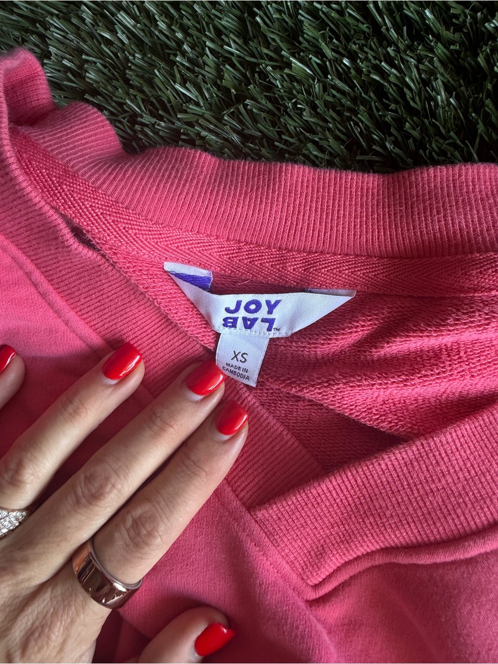JOY LAB Coral Pink Cropped Sweatshirt & Skort Set | XS Top / Small Bottom - Picture 3 of 4